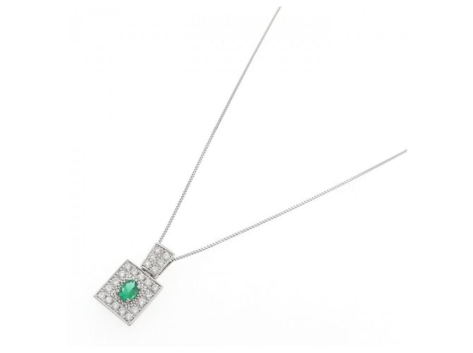 Autre Marque Colar de esmeralda e diamante PT900 PT850 Verde - vista 2