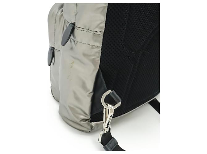 Borsa a tracolla in nylon e pelle Prada Argento - vista 4