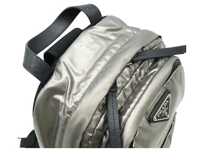 Borsa a tracolla in nylon e pelle Prada Argento - vista 6