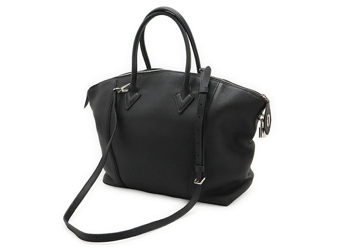 Borsa 2way Louis Vuitton Lockit MM in Veau Cachemire Nero - vista 2