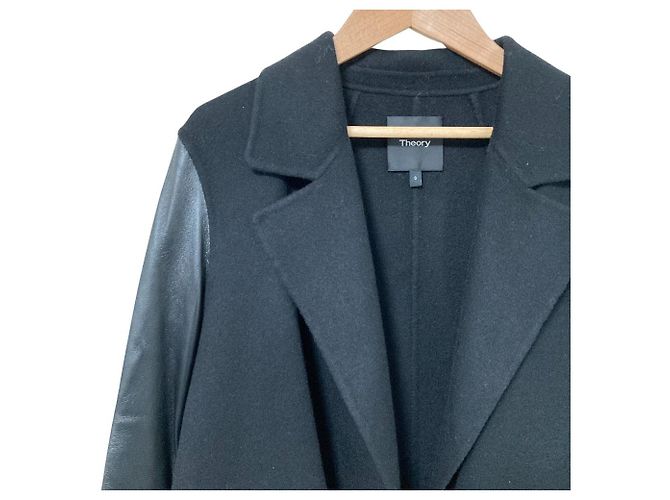 Abrigo de cuero Theory CLAIRENE C_NEW DIVIDE LUXE Negro - vista 3