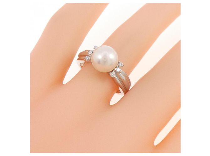 Autre Marque POLA Platin Diamant Akoya Perlenring Silber - Ansicht 5
