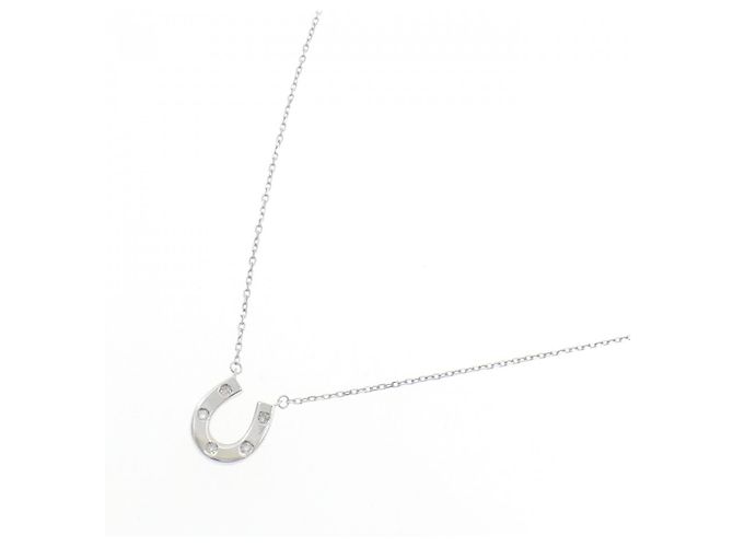 Autre Marque Collana Horseshoe in K14WG e Diamanti Argento - vista 2
