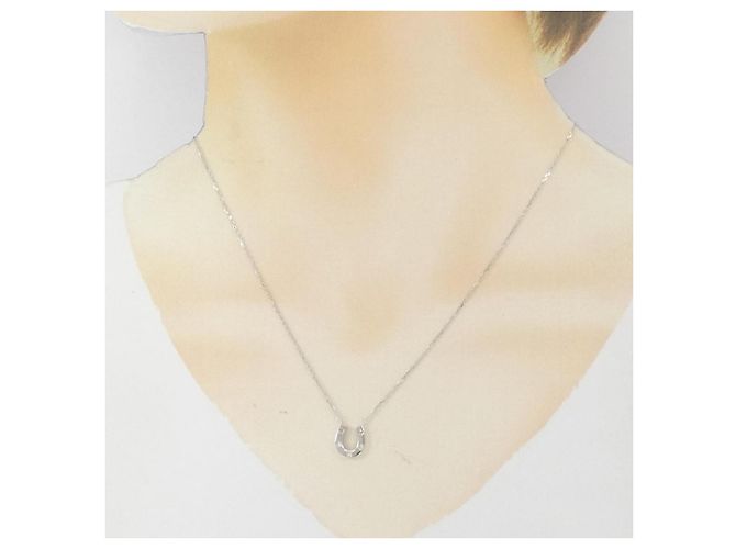 Autre Marque Collana Horseshoe in K14WG e Diamanti Argento - vista 6