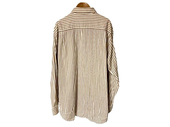 Autre Marque Camisa de algodón a rayas Woolrich Castaño Blanco Naranja - vista 2