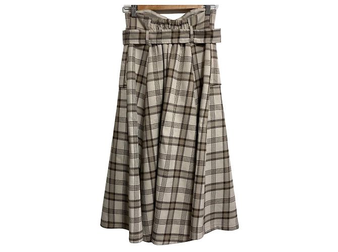Autre Marque Falda larga acampanada Noela con detalles de trench y estampado de cuadros - vista 2