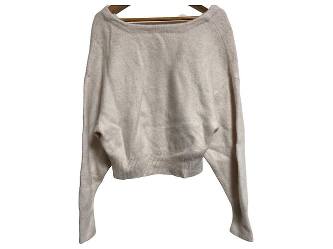 Autre Marque Snidel Strickjacke aus Angora-Mischung Weiß Roh - Ansicht 2