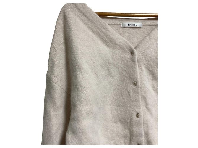 Autre Marque Snidel Strickjacke aus Angora-Mischung Weiß Roh - Ansicht 3