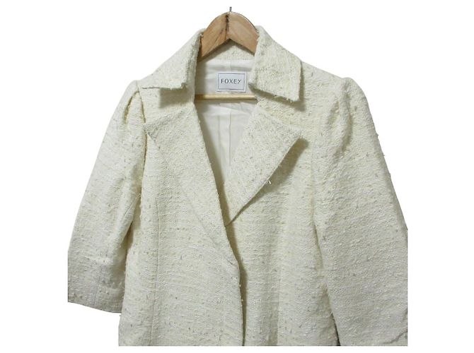 Autre Marque Vestido FOXEY Miss Edinburgh Tweed Coat Blanco Blanco roto - vista 4