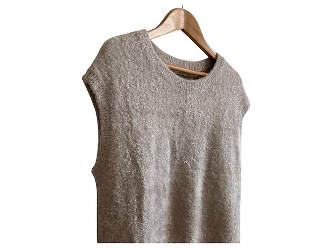 Autre Marque JUSGLITTY 24AW Lamé Velours French Pullover Strickoberteil Beige - Ansicht 2