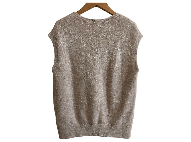 Autre Marque JUSGLITTY 24AW Lamé Velours French Pullover Strickoberteil Beige - Ansicht 3