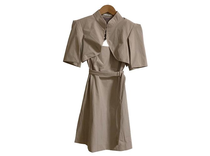 Autre Marque Snidel Mini-Kleid mit Ärmelschlitz und offenem Dekolleté Beige - Ansicht 2