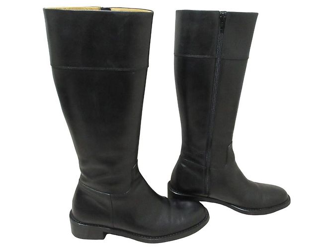 Autre Marque SAYA Lederlange Stiefel Schwarz - Ansicht 3