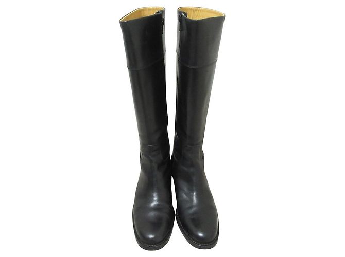 Autre Marque SAYA Lederlange Stiefel Schwarz - Ansicht 5