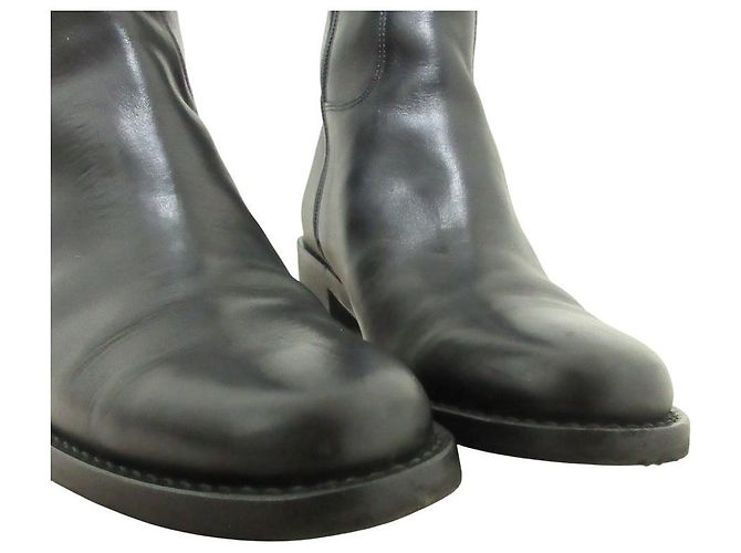 Autre Marque SAYA Lederlange Stiefel Schwarz - Ansicht 6