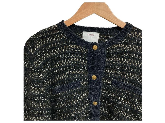 Autre Marque Enrica Strickjacke mit Borte Schwarz - Ansicht 4