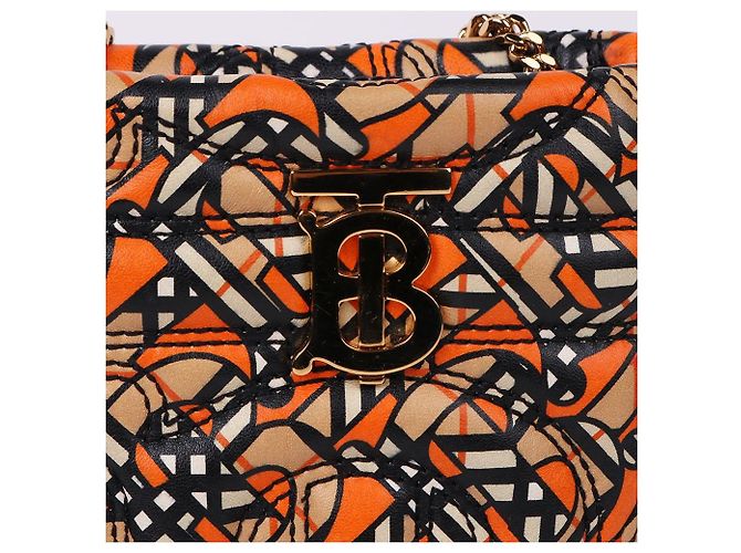 Burberry Mini borsa a tracolla con catena TB Logo Gold Marrone - vista 2