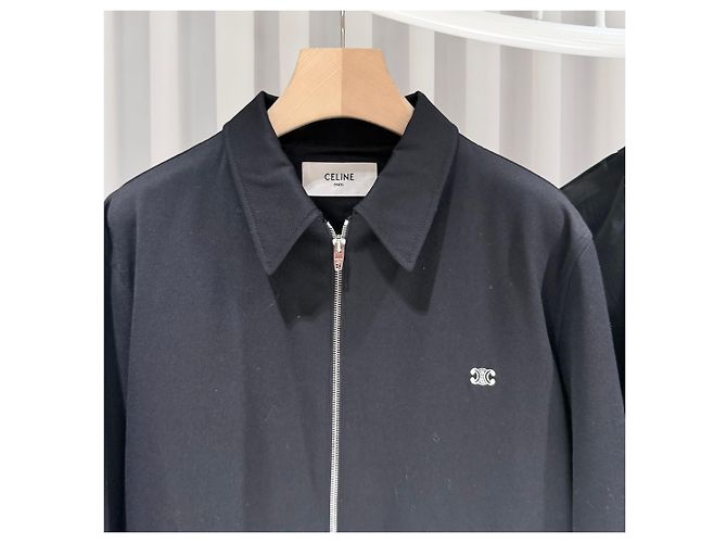 Céline Triomphe Wool-Twill Bomber Jacket Black - view 2