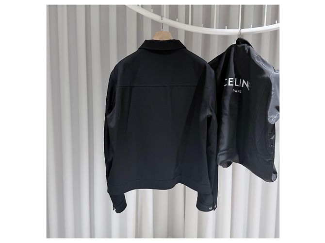 Céline Triomphe Wool-Twill Bomber Jacket Black - view 3