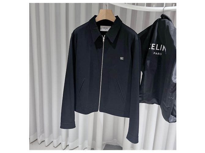 Céline Triomphe Wool-Twill Bomber Jacket Black - view 6