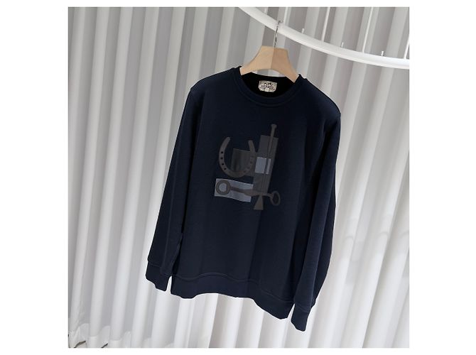 Hermès Moletom com patch de couro Navy Azul - vista 2