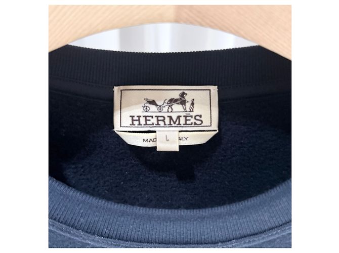Hermès Moletom com patch de couro Navy Azul - vista 4