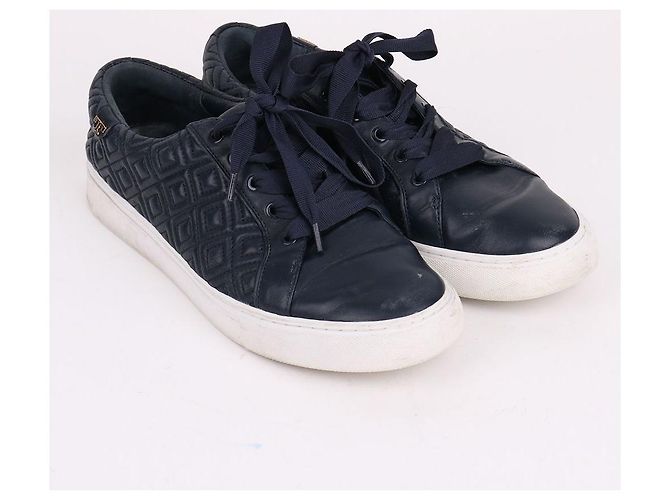 Tory Burch Sneakers in pelle blu navy da uomo - vista 4