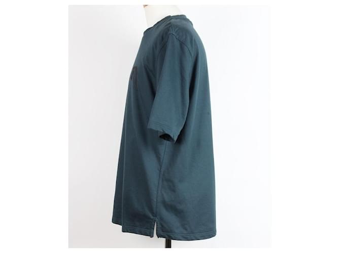 Hermès T-Shirt mit Pferdeleder-Patch Turquoise Blau - Ansicht 4