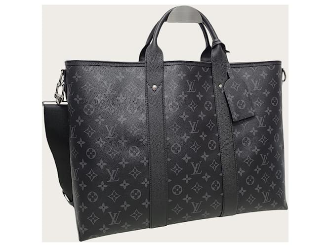 Louis Vuitton Borsa Weekend Tote a tracolla Eclipse Monogram Nero - vista 3