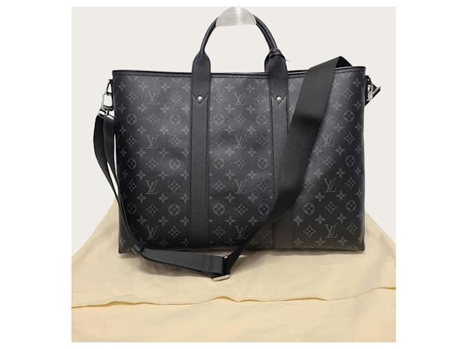 Louis Vuitton Borsa Weekend Tote a tracolla Eclipse Monogram Nero - vista 7