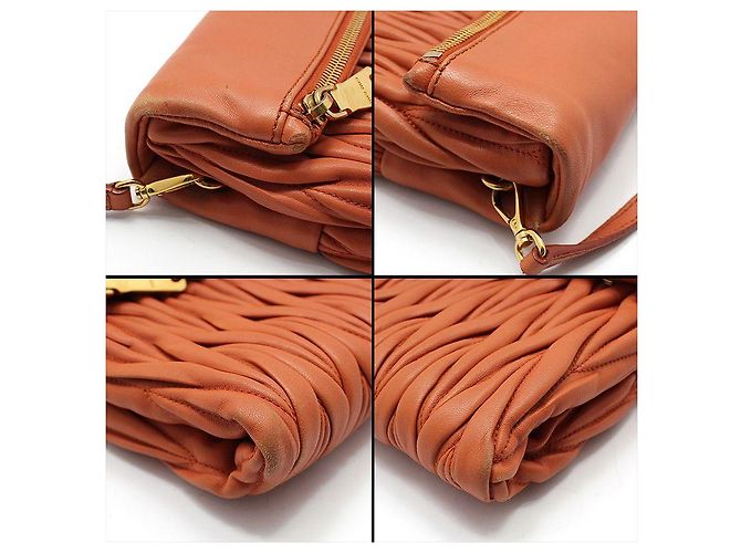 Miu Miu Clutch crossbody in nappa trapuntata arancione e rosa - vista 13