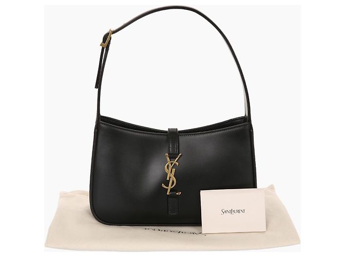 Saint Laurent Smooth Leather Monogram Hobo Schultertasche Schwarz - Ansicht 10