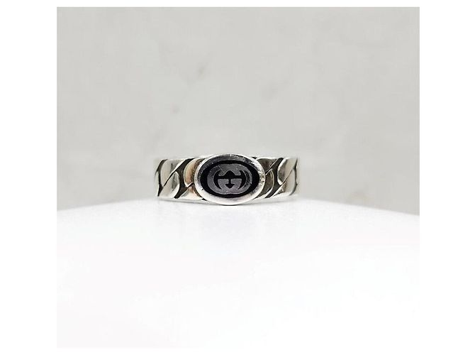 Gucci Breiter silberner Ring mit Ineinandergreifung - Ansicht 3