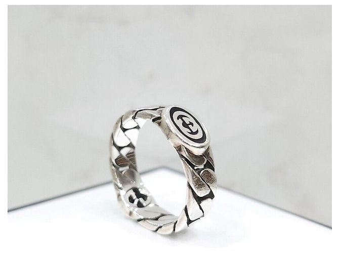 Gucci Breiter silberner Ring mit Ineinandergreifung - Ansicht 4