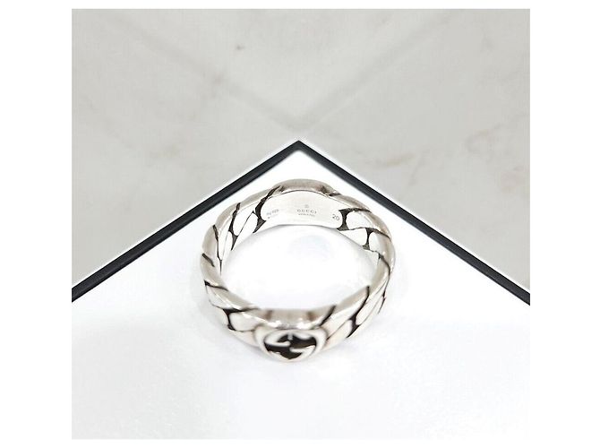 Gucci Breiter silberner Ring mit Ineinandergreifung - Ansicht 5