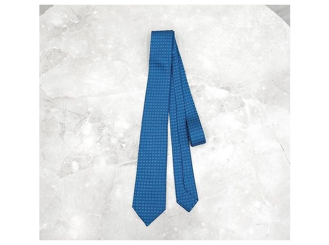 Hermès Nuova cravatta in seta bicolore Paco Ne Blu - vista 2