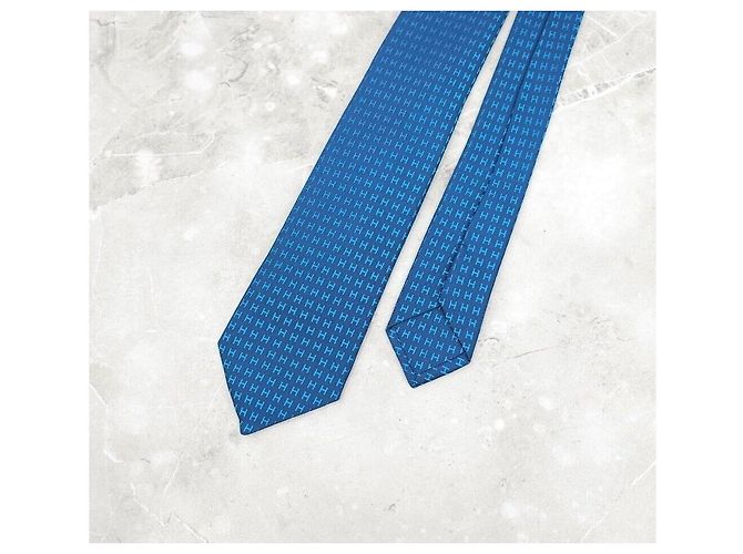 Hermès Nuova cravatta in seta bicolore Paco Ne Blu - vista 3