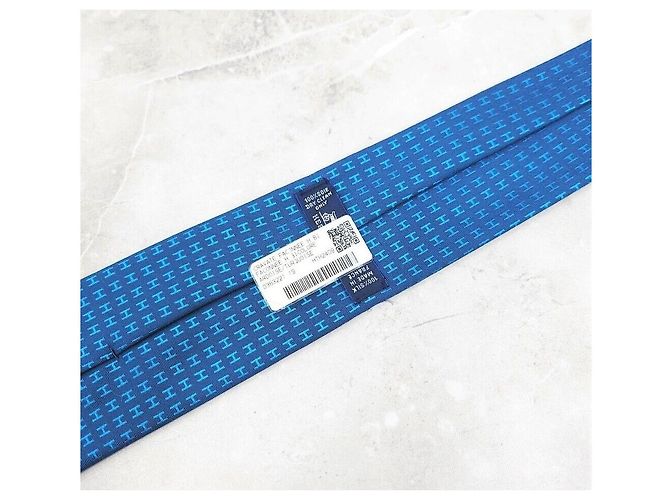 Hermès Nuova cravatta in seta bicolore Paco Ne Blu - vista 5