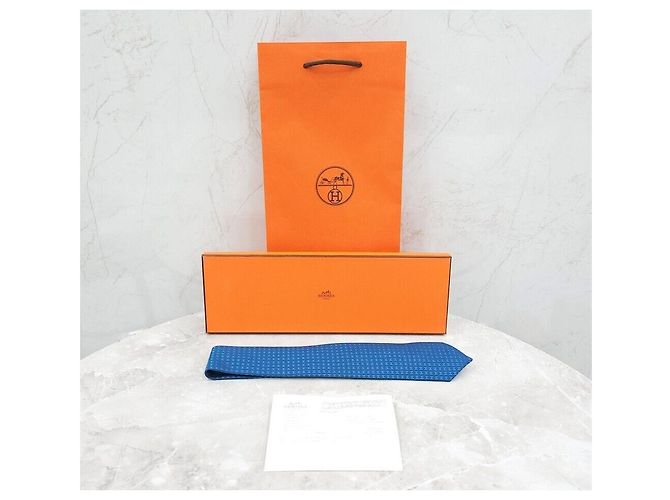 Hermès Nuova cravatta in seta bicolore Paco Ne Blu - vista 6