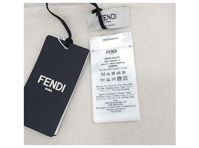 Fendi Nuova sciarpa in cashmere e lana con bordi in visone Argento - vista 6