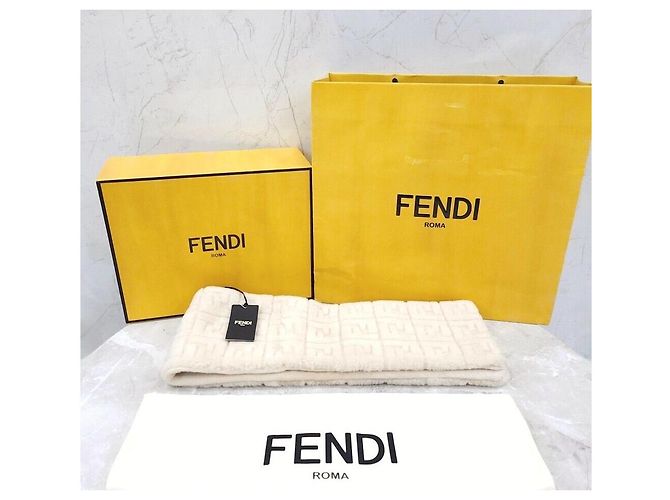 Fendi Nuova sciarpa in cashmere e lana con bordi in visone Argento - vista 7