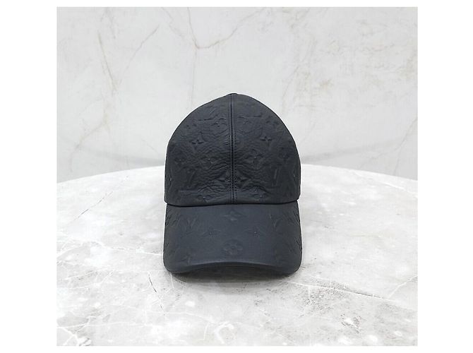 Louis Vuitton Neue Baseballkappe aus schwarzem Leder mit Monogramm-Schatteneffekt - Ansicht 2