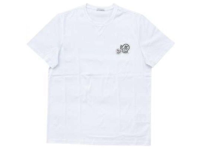 Moncler Baumwoll-T-Shirt mit doppeltem Logo-Patch Weiß - Ansicht 3