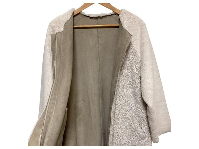 Autre Marque AMERI REVERSIBLE TWIN BOA Coat Brown Cream - view 2
