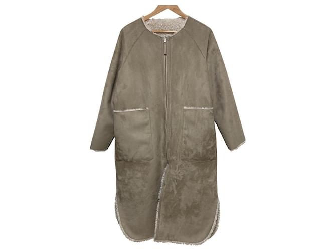 Autre Marque AMERI REVERSIBLE TWIN BOA Coat Brown Cream - view 6