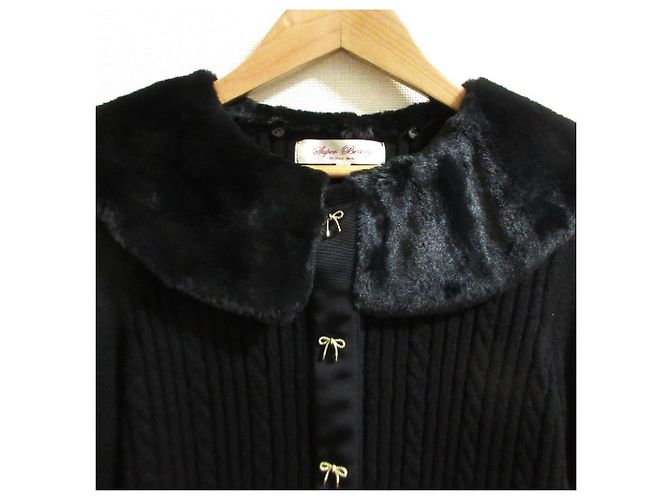 Autre Marque Abrigo de punto Super Beauty Eco Fur 2way Negro - vista 10