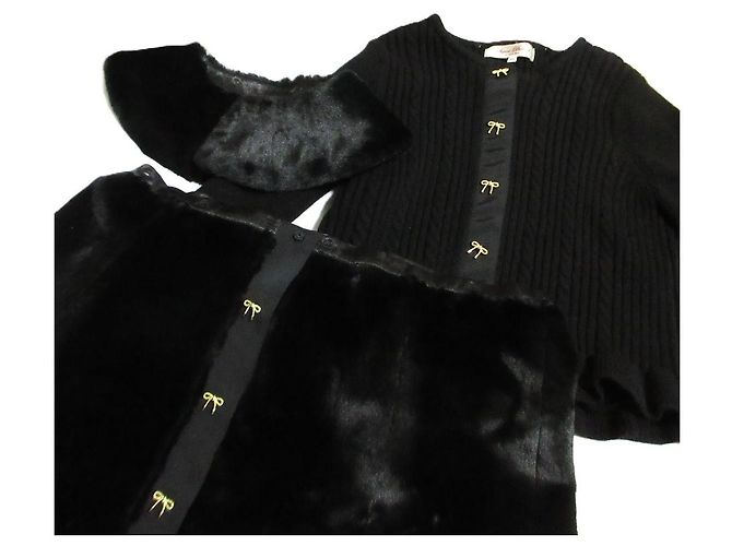 Autre Marque Abrigo de punto Super Beauty Eco Fur 2way Negro - vista 13