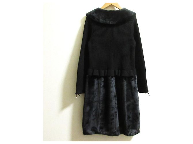 Autre Marque Abrigo de punto Super Beauty Eco Fur 2way Negro - vista 3