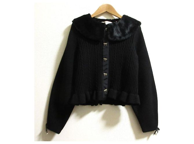 Autre Marque Abrigo de punto Super Beauty Eco Fur 2way Negro - vista 4
