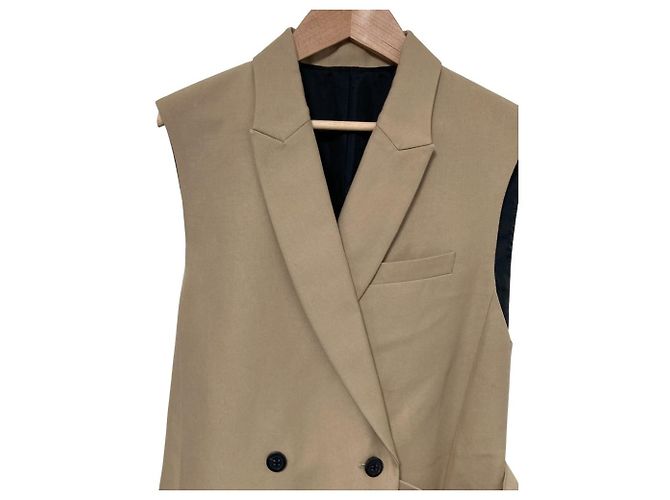 Autre Marque Chaleco largo de doble tejido de algodón DRESSTERIOR Castaño Camello - vista 3